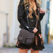 REBECCA MINKOFF BIKER SADDLE 女士真皮铆钉马鞍包