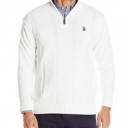 限M码！U.S. Polo Assn. Men's L/S 1/4 Zip 男式毛衣