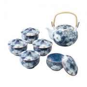 有田烧 一珍山茶花 带盖茶具套装 6件套