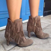 Sam Edelman  女士Kaleb真皮流苏高跟短靴 2色 $69.99