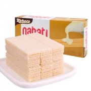 印尼进口 休闲零食 丽巧克 Richoco 纳宝帝 nabati 香草牛奶味威化饼干145g/盒 *5件