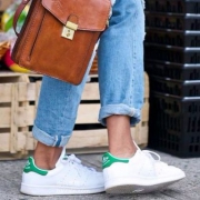 Adidas Originals 阿迪达斯 Stan Smith 大童款复古小白鞋 绿尾 $36