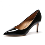 Salvatore Ferragamo 菲拉格慕 女士FIORE 70系列黑色抛光牛皮尖头高跟船鞋 0642753 9/39.5码 C