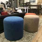 百伽 Best selling 美亚同款布艺脚凳客厅沙发坐凳玄关门厅换鞋凳61422 蓝色棉麻(供应商直送)
