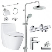 24日0点：GROHE 高仪 马桶节水4/6升双漩虹吸连体坐便器马桶305坑距 亚森浴室五件套挂件 单把手冷热面盆龙头 三出水恒温龙头（200mm大顶喷，4式手持花洒）淋浴花洒套装组合（送高仪欧标角阀一对和非高仪短接一个）（马桶已售罄，改为预售，预计11月中旬发货）（供应商直送，安装，咨询客服QQ:1187163752，电话：010-56024815）