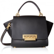 ZAC Zac Posen Eartha 女式 标志性顶部手柄迷你斜挎包小扣眼包带 ZP1780 黑色 均码（亚马逊进口直采,美国品牌）