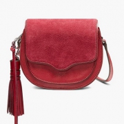Rebecca Minkoff MINI SUKI CROSSBODY 酒红色麂皮拼接斜挎包