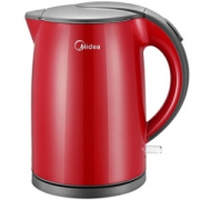 美的（Midea）电水壶WH415E2g 304不锈钢电热水壶 1.5L容量 无缝一体内胆 双层防烫烧水壶（红玉）
