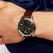 Fossil FS4813 真皮表带不锈钢腕表