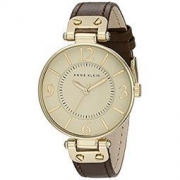 中亚Prime会员：Anne Klein ADX51 金色基调棕色皮质表带女士手表