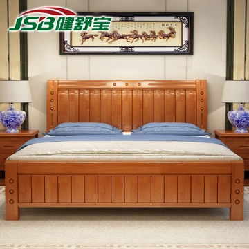 JIAN SHU BAO 健舒宝 现代中式实木双人床 1.8米