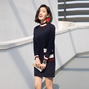 所在 女装气质毛织长袖连衣裙