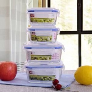 青苹果 钢化耐热玻璃保鲜盒4只装 EK2104/EK2103/L4 380ml*2+760ml*2 *6件