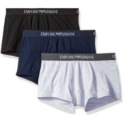 EMPORIO ARMANI 安普里奥·阿玛尼 男士针织平角裤 3条装 白/灰/深蓝（亚马逊自营 保税区发货）(包邮包税)