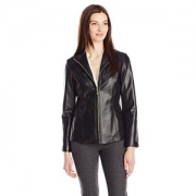 限尺码：Cole Haan Womens Classic Leather Jacket 女士皮夹克