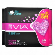 薇尔VIA 夜用卫生巾 绵柔超吸系列 干爽贴合 290mm*12片*2件