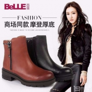 Belle 百丽 女士真皮粗跟短靴BEX47DD5 2色
