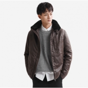 男式毛领飞行棉服夹克