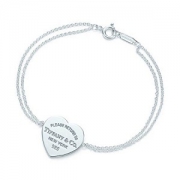Tiffany & Co 蒂芙尼 29633444 双链心形银饰吊牌手链