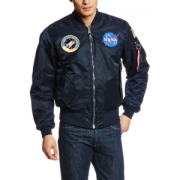 Alpha Industries Mens NASA MA-1 Bomber Flight Jacket, Replica Blue, Small