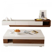 A家家具 简约拼色可伸缩 茶几电视柜组合（茶几+电视柜）