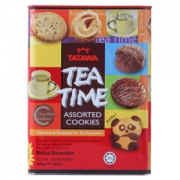 马来西亚进口 TATAWA Tea Time什锦曲奇饼干(铁罐礼盒装） 600g/罐 *3件