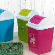 茶花 垃圾桶废纸篓中房子欧式翻盖废纸筒 5L
