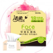 洁柔（C&S）抽纸 粉Face 柔韧3层120抽面巾纸*18包 无香(M号纸巾 整箱销售 面子系列可湿水 婴儿可用) *3件