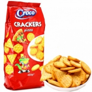 罗马尼亚进口 小鳄鱼香酥披萨味饼干400g*3件