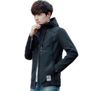 GEEDO  秋冬连帽夹克 男青年学生休闲外套 LG8609 黑色 L