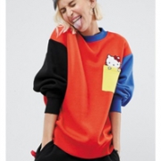 补货！Hello Kitty X ASOS 独家合作款 时尚拼色女士卫衣