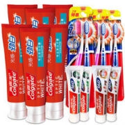 Colgate 高露洁 守护炫白笑容超级套装（光感劲白牙膏6支720g+超密丝牙刷6支＋360°牙膏4支）