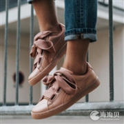 撞击少女心的优雅玫瑰金粉！PUMA 彪马Basket Heart Copper蝴蝶结玫瑰金粉板鞋