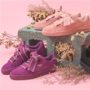 PUMA 彪马 Suede Heart Satin II 蝴蝶结板鞋  深紫色