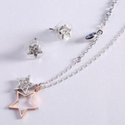 SWAROVSKI 施华洛世奇 5140839 五角星项链耳钉套装 白金色 *2件