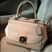 Coach蔻驰Mixed Leather Drifter Carryall女士真皮手提包 乳白色