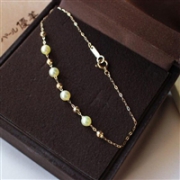 Pearlyuumi Akoya海水珍珠 稀少天然金色 4-4.5mm 18K金手链