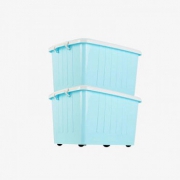 当当优品 加厚滑轮收纳箱 蓝色 75L*2个装