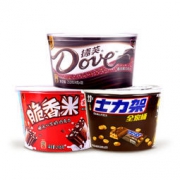德芙 巧克力 混合3口味 桶装 928g 德芙黑巧252g+士力架460g+脆香米216g