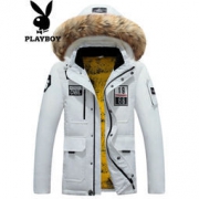 PLAYBOY 花花公子  男士2017冬季新款时尚休闲保暖外套 白色 XL