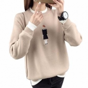 班图诗妮 女装套头圆领宽松毛衣