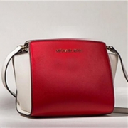 MICHAEL MICHAEL KORS Selma 女士中号红白拼接真皮邮差包/耳朵包