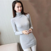 苿莱 女装高领修身纯色毛衣