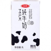 三元 纯牛奶 全脂灭菌乳（品质白色版）1L*12盒/箱
