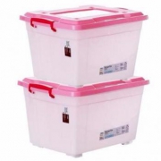 Citylong禧天龙 半透明塑料滑轮收纳箱2个装58L