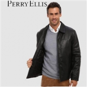 限L码：Perry Ellis 派瑞·艾力斯 男士羊羔皮夹克
