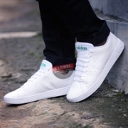 Adidas阿迪达斯Cloudfoam Advantage Clean男士经典小白鞋 绿尾