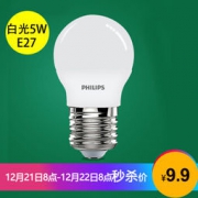 PHILIPS 飞利浦 LED灯泡 球泡 5W E27大螺口 6500K 白光 单支装