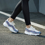 Nike 耐克 AIR FOOTSCAPE WOVEN男女情侣多色樱花粉彩虹麂皮编织运动跑步鞋 875797 917698