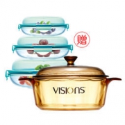VISIONS 康宁 VS-22/CN 法国进口晶彩透明玻璃汤锅 2.25L
